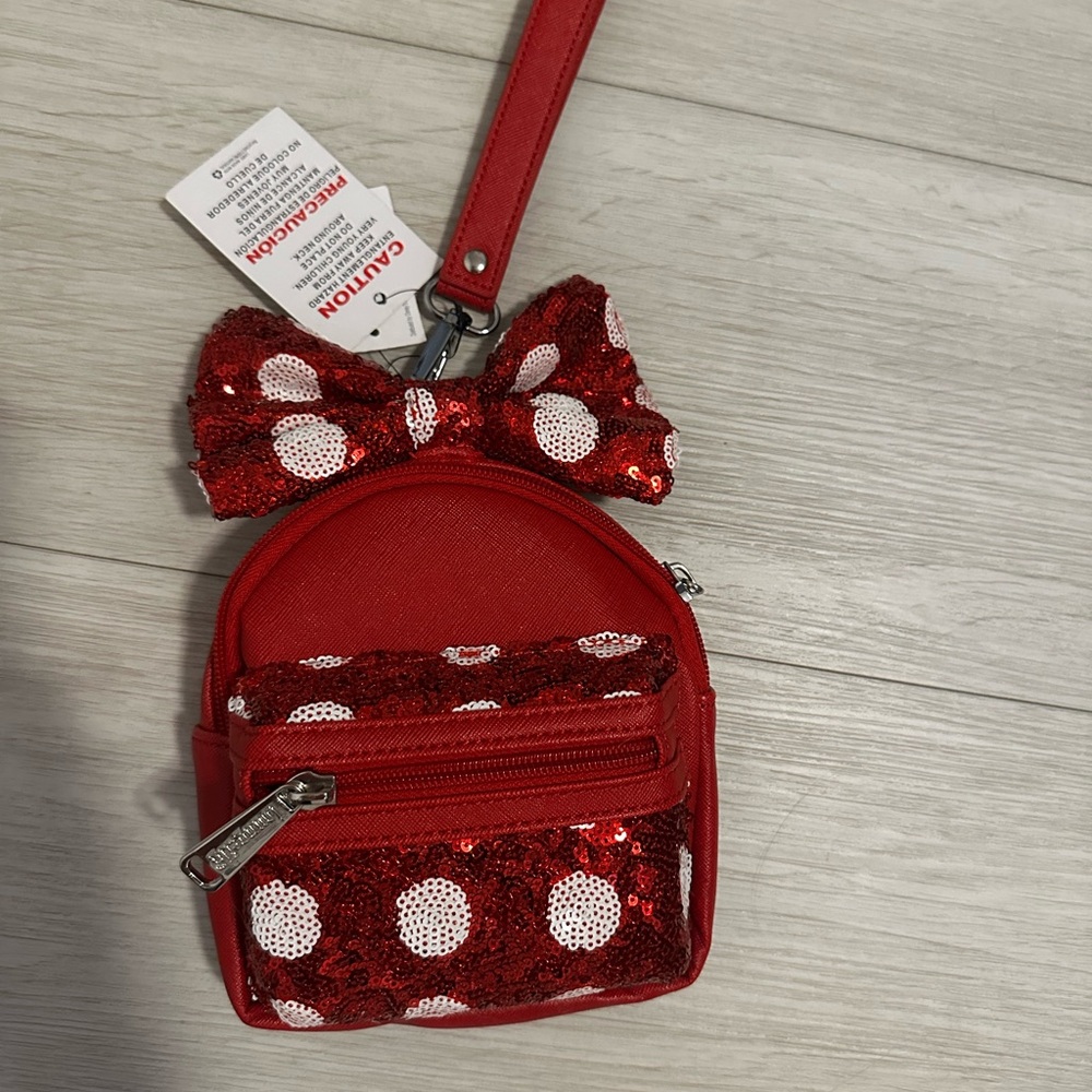 Loungefly Red Sequin Polka Dot Minnie Mini Bag NWT